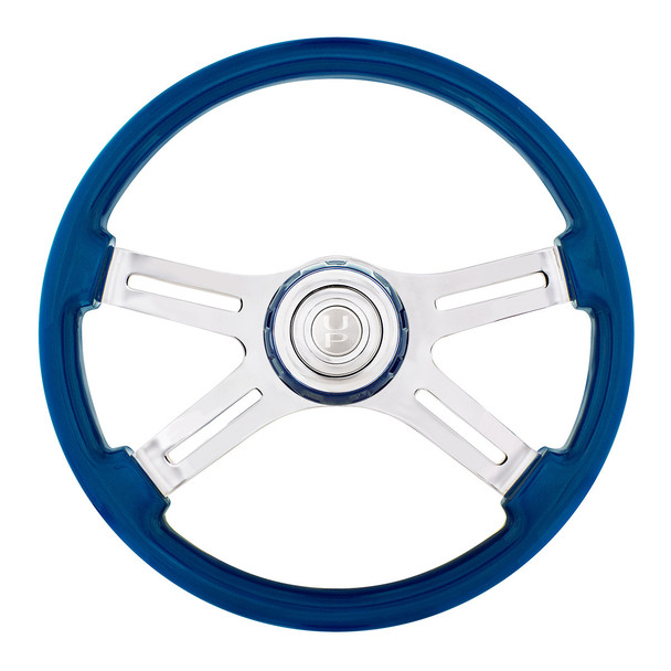 18" 4 Spoke Steering Wheel With Color Matching Horn Bezel - Electric Blue