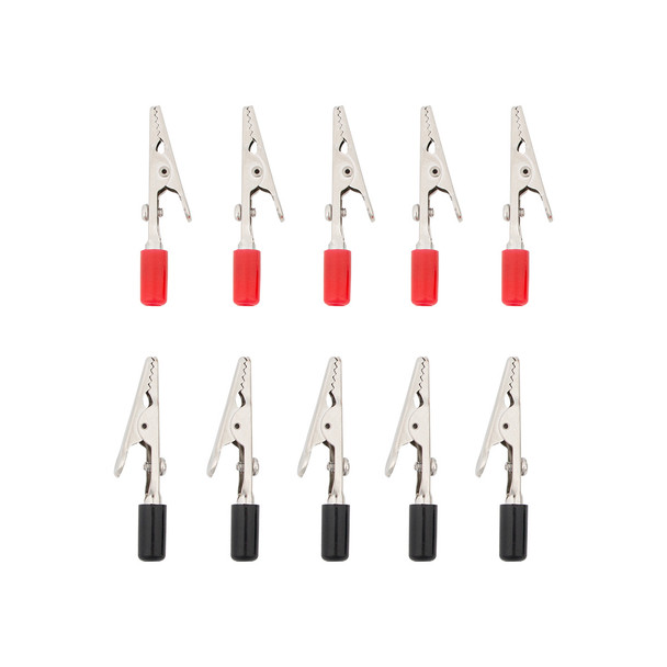 2" 10 Amp Alligator Test Clips w/ PVC Handles, 5Red/5Black (5-Pack)