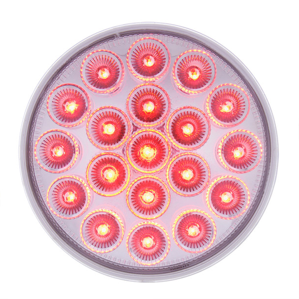 36722-UP 19 LED 4" ROUND DOUBLE FURY LIGHT (STOP, TURN, TAIL) WITH WARNING LIGHT - RED & AMBER LED/CLEAR LENS