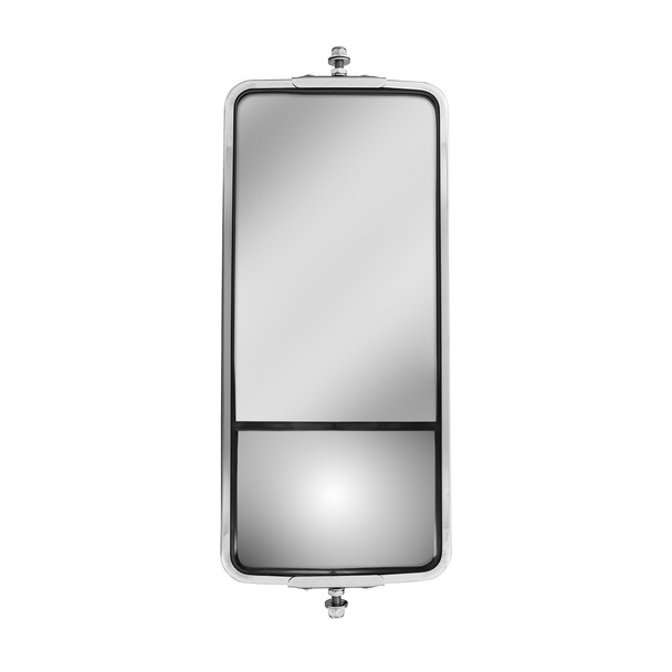 60027-UP 7" X 16" 430 STAINLESS STEEL WEST COAST STYLE MIRROR WITH CONVEX LOWER MIRROR - HEATED