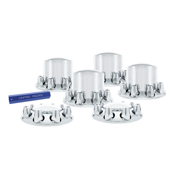 10305-UP DOME AXLE COVER COMBO KIT WITH 33MM STANDARD THREAD-ON NUT COVERS & NUT COVER TOOL - CHROME