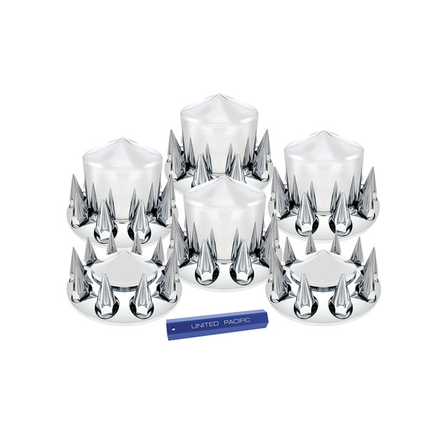 POINTED AXLE COVER COMBO KIT WITH 33MM SPIKE NUT COVERS & NUT COVER TOOL - CHROME