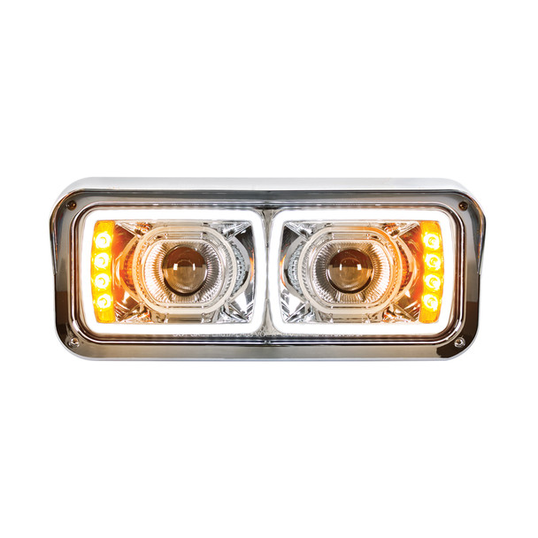 31154-UP HIGH POWER LED "CHROME" PROJECTION HEADLIGHT WITH LED TURN SIGNAL & POSITION LIGHT BAR - DRIVER