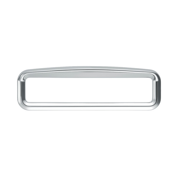 20595-UP CHROME BEZEL WITH VISOR FOR 4-3/8" X 7/8" KENWORTH GLOVE BOX EMBLEM