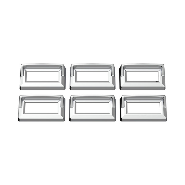 40957-UP CHROME PLASTIC SWITCH LABEL COVERS WITH VISOR FOR 2005 & OLDER KENWORTH (6-PACK)