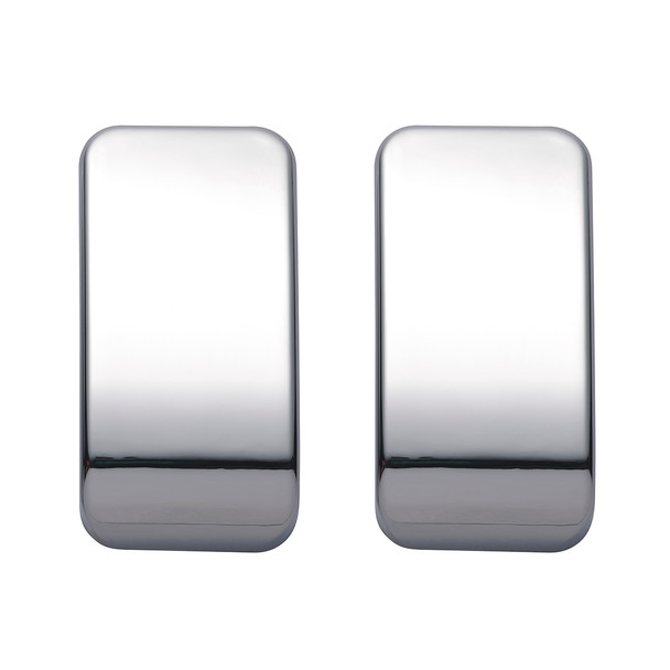 41453-UP CHROME PLASTIC BLANK SWITCH COVERS FOR KENWORTH T680, T880, W990 (CARD OF 2)