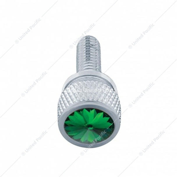 23810-UP 3/4" SHORT M6 DASH SCREW FOR KENWORTH - GREEN CRYSTAL (12-PACK)