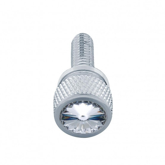 23813-UP 3/4" SHORT M6 DASH SCREW FOR KENWORTH - CLEAR CRYSTAL (12-PACK)