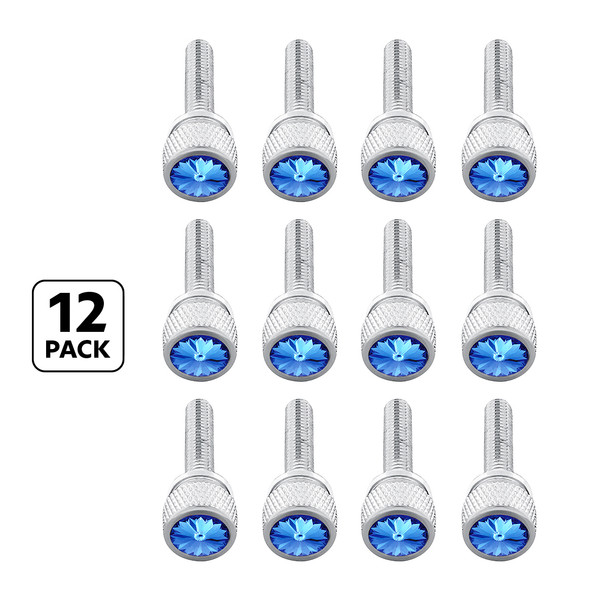 23816-UP 1-3/16" LONG M6 DASH SCREW WITH CRYSTAL FOR KENWORTH - BLUE CRYSTAL(12-PACK)