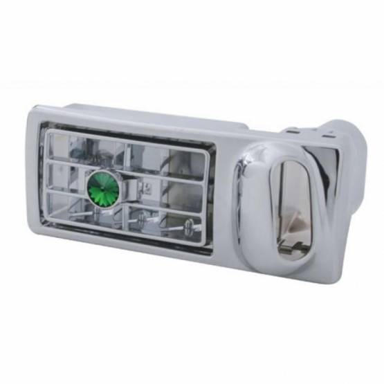 41518-UP CHROME PLASTIC A/C VENT WITH COLOR CRYSTAL FOR 2002-2005 KENWORTH -  GREEN CRYSTAL - DRIVER