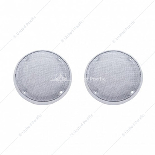 40915-UP CHROME 5-7/16" ROUND SPEAKER COVER FOR VARIOUS KENWORTH MODELS (PAIR)