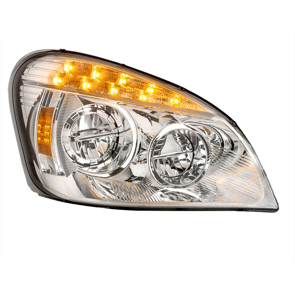 35832-UP CHROME LED HEADLIGHT FOR 2008-2017 FREIGHTLINER CASCADIA - PASSENGER