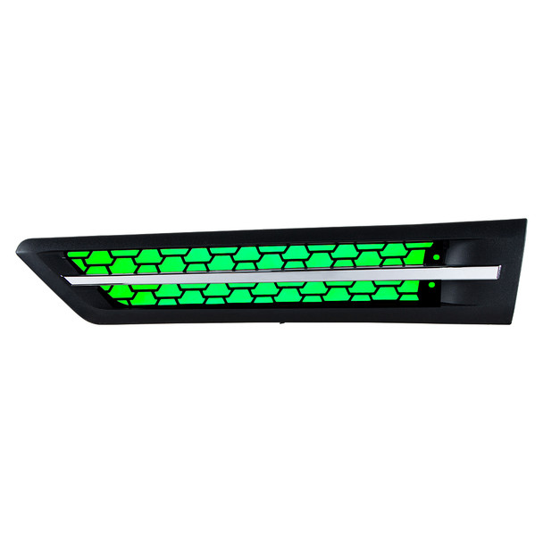 42867-UP HOOD AIR INTAKE GRILLE WITH GREEN LED FOR 2018-2024 FREIGHTLINER CASCADIA 126 - DRIVER