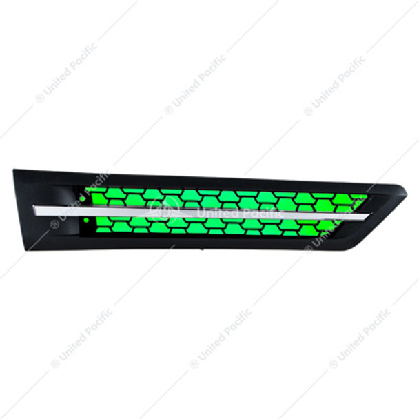 42868-UP HOOD AIR INTAKE GRILLE WITH GREEN LED FOR 2018-2024 FREIGHTLINER CASCADIA 126 - PASSENGER