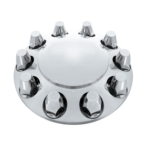 10135-UP DOME FRONT AXLE COVER WITH 33MM STANDARD STYLE PUSH-ON NUT COVERS - CHROME