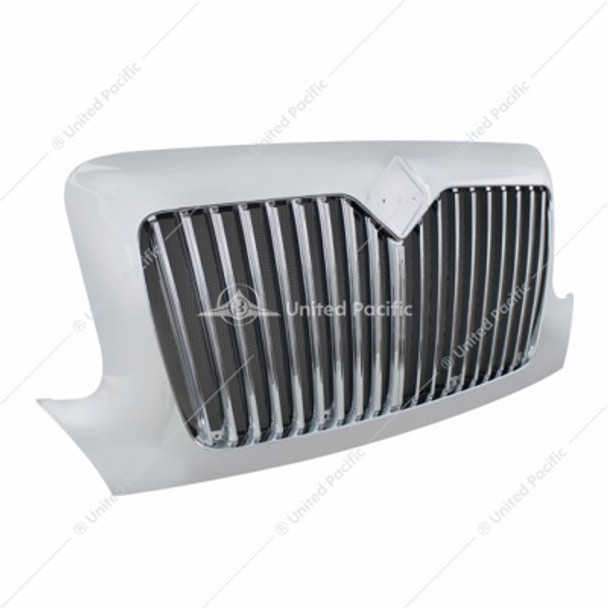 21148-UP CHROME GRILLE WITH BUG SCREEN FOR 2002-2018 INTERNATIONAL DURASTAR