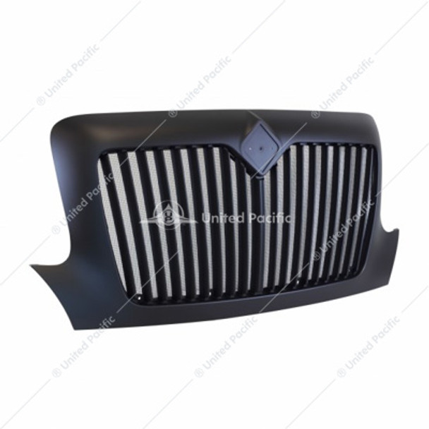 21458-UP BLACK GRILLE WITH BUG SCREEN FOR 2002-2018 INTERNATIONAL DURASTAR