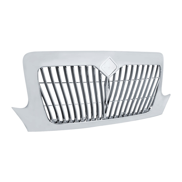 21206-UP CHROME GRILLE WITH CURVED GRILLE BARS FOR 2002-2018 INTERNATIONAL DURASTAR
