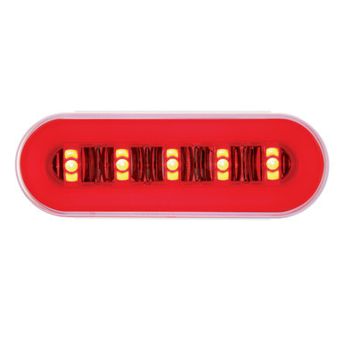 36924-UP 22 LED 6" Oval GloLight With Divider Bar Inner Design (Stop, Turn & Tail) - Red LED/Red Insert (Card)