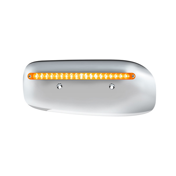 32856-UP 19 LED Rear Headlight Housing Cover For 2008-2023 Peterbilt 389 (DRIVER)-Amber LED/Lens