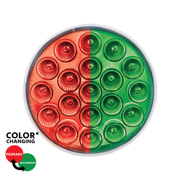 35948-UP 19 LED 4" Round Double Fury Light (Stop & Turn) - Red & Green LED/Clear Lens