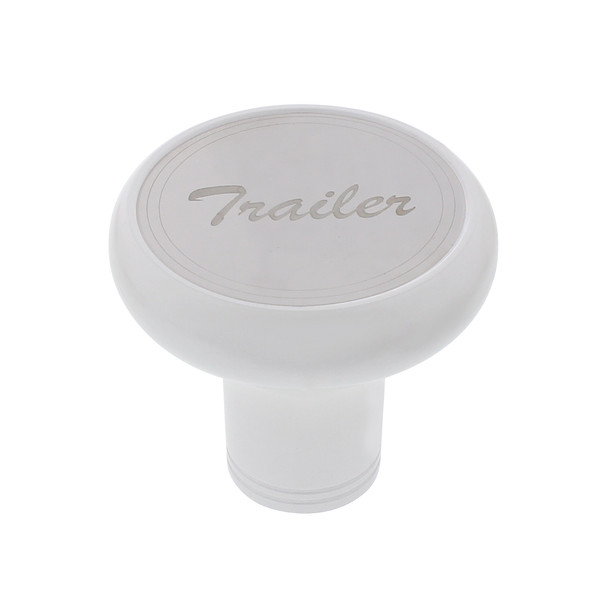 22957-UP Deluxe Aluminum Screw-On Air Valve Knob With Stainless "Trailer" Plaque - Pearl White