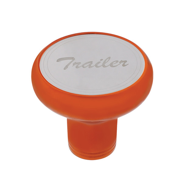22971-UP Deluxe Aluminum Screw-On Air Valve Knob With Stainless Trailer Plaque - Cadmium Orange