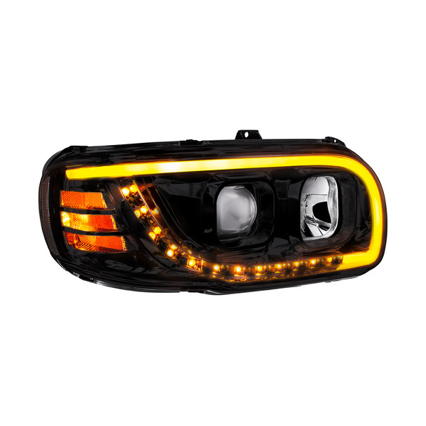 32919-UP Blackout Projection Headlight With LED Turn Signal & Light Bar For 2008-2024 Peterbilt 389-Passenger
