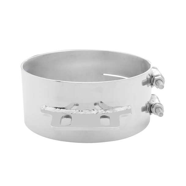 8" Stainless Butt Joint Exhaust Clamp - Straight Bracket