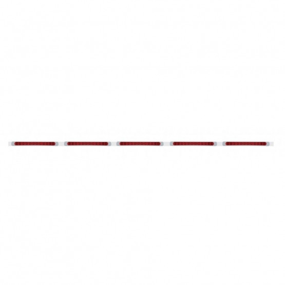 94" Stainless Light Bracket With 5X 11 LED 17" Light Bars & Bezels - Red LED/Red Lens