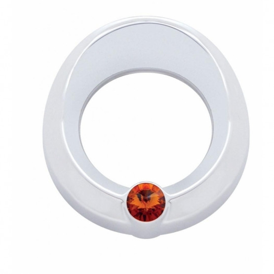 Universal Small Gauge Bezel With Visor - Amber Crystal