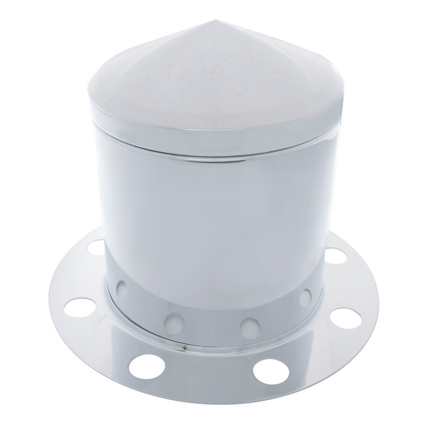 Chrome Pointed Rear Axle Cover 3PC Kit For 33mm Nut Cover - Steel/Aluminum Wheel (8 Hole)