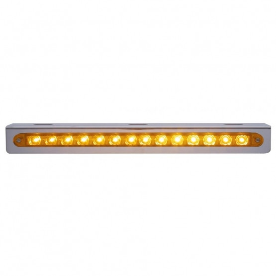 12-3/4" Stainless Light Bracket With 14 LED 12" Light Bar - Amber LED/Amber Lens