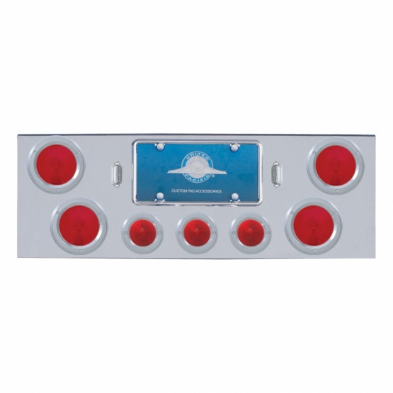 Chrome Rear Center Panel With Four 4" Lights & Three 2.5" Beehive Lights & Bezels