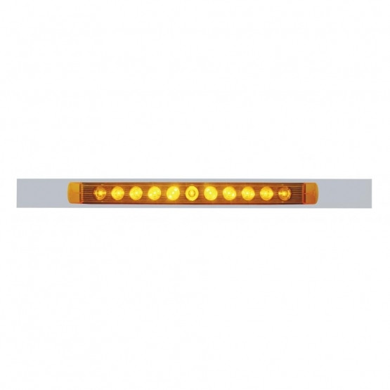 Chrome Top Mud Flap Plate With 11 LED 17" Light Bar - Amber LED/Amber Lens (Each)