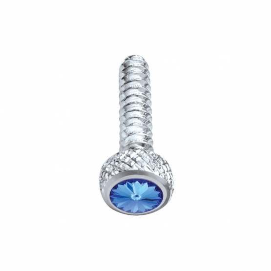 Chrome Short Dash Screw For Freightliner With Blue Crystal (Bulk)