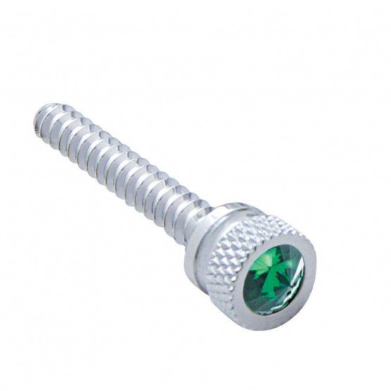 Chrome Long Dash Screw With Color Crystal For Freightliner-Green (2-Pack)