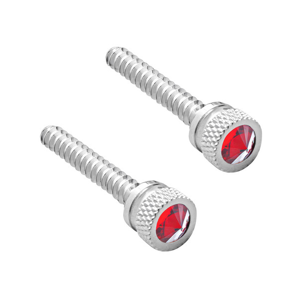 Chrome Long Dash Screw With Color Crystal For Freightliner-Red (2-Pack)