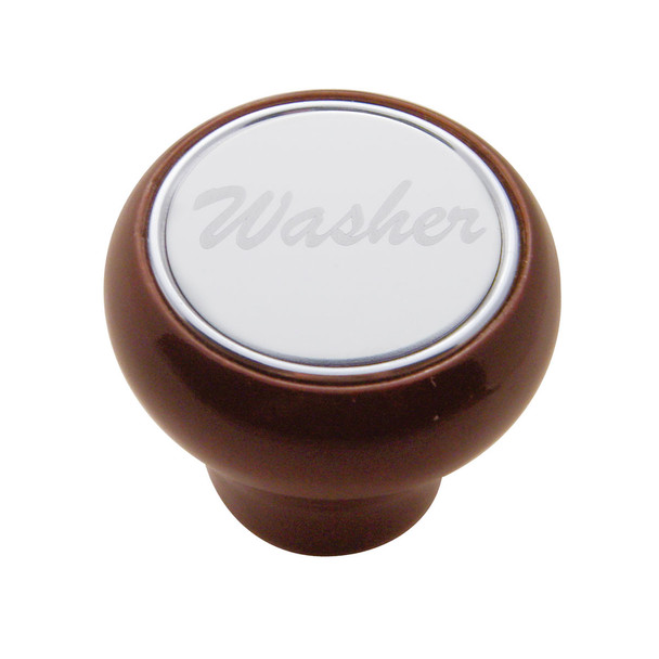"Washer" Wood Deluxe Dash Knob - Stainless Plaque