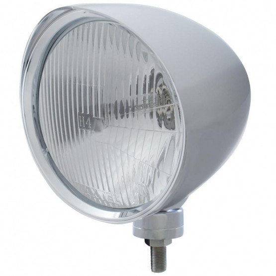 Chrome "Chopper" Headlight With Smooth Visor H4 Bulb