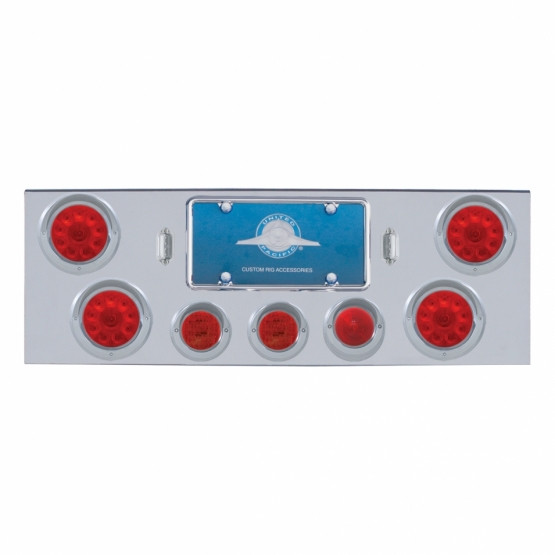 CR Rear Center Panel With 4X 10 LED 4" Lights & 3X 13 LED 2.5" Lights & Visors -Red LED & Lens