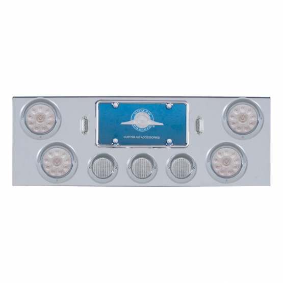 CR Rear Center Panel With 4X 10 LED 4" Lights & 3X 13 LED 2.5" Lights & Visors -Red LED/Clear Lens