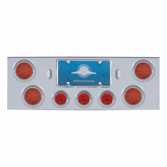 CR Rear Center Panel With 4X 12 LED 4" Reflector Lights & 3X 13 LED 2.5" Lights & Visors -Red LED & Lens