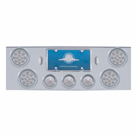 CR Rear Center Panel +4X LED 4" Refl. Light & 3X LED 2.5" Beehive Light & Visor-Red LED/Clear Lens