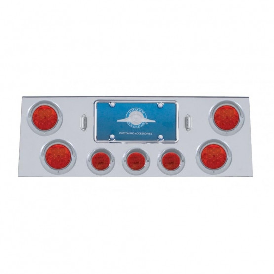 SS Rear Center Panel With 4X 7 LED 4" Reflector Light & 3X 13 LED 2.5" Light & Visor -Red LED & Lens