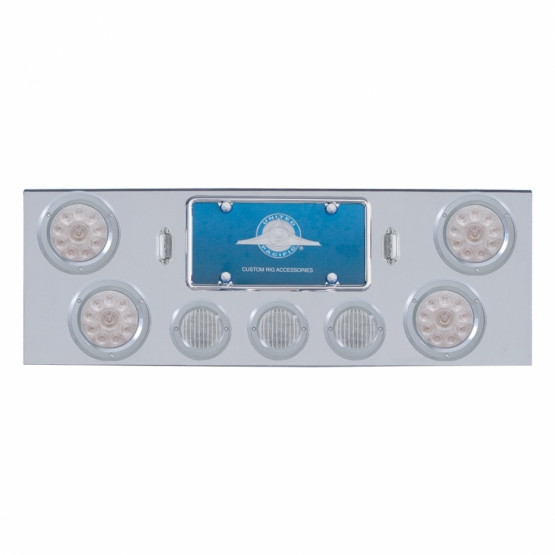 CR Rear Center Panel With 4X 10 LED 4" Lights & 3X 13 LED 2.5" Lights & Bezel -Red LED/Clear Lens