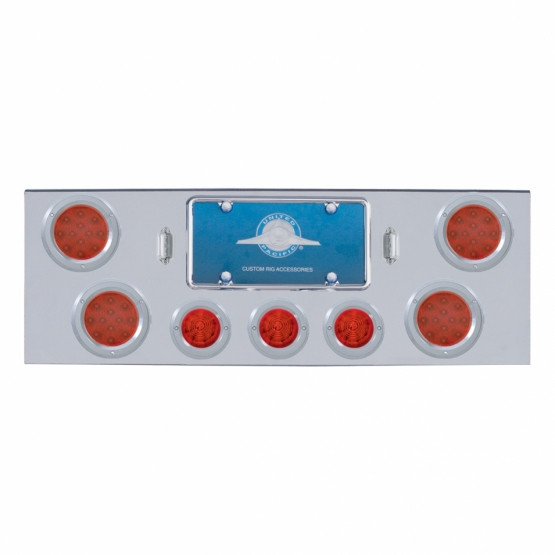 CR Rear Center Panel With 4X 12 LED 4" Reflector Lights & 3X 13 LED 2.5" Beehive Lights -Red LED & Lens