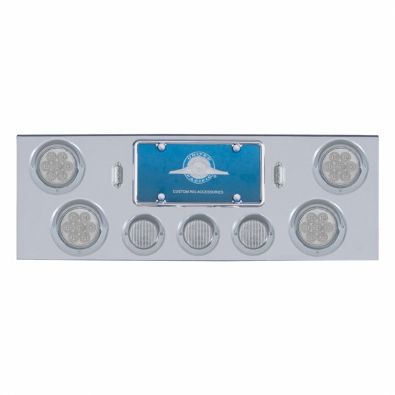 CR Rear Center Panel With 4X 7 LED 4" Reflector Light & 3X 13 LED 2.5" Light & Visor-Red LED/Clear Lens