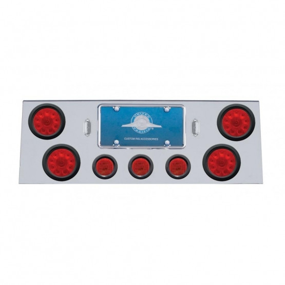 SS Rear Center Panel With 4X 10 LED 4" Lights & 3X 13 LED 2.5" Lights -Red LED & Lens