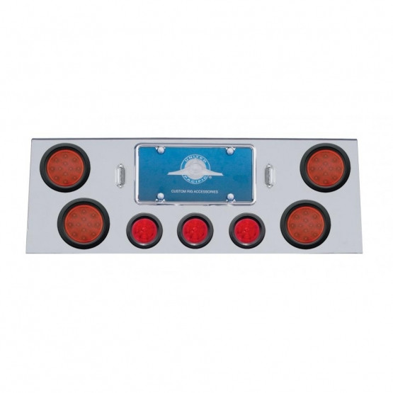 SS Rear Center Panel With 4X 12 LED 4" Reflector Light & 3X 13 LED 2.5" Beehive Light -Red LED & Lens